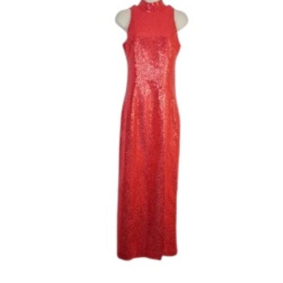 Vintage 1970s Flirtations By Alfred Angelo Maxi Dress Ball Gown Red Sequin 4 - Picture 2 of 9